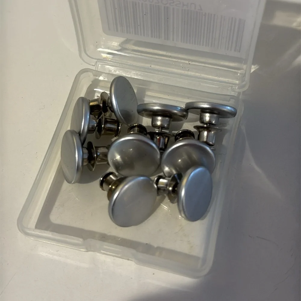10 Silver Button Tack Pins Set to Adjust Pants